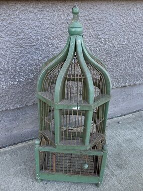 Antique Green Decorative Birdcage